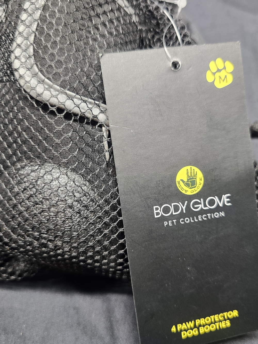 Body Glove Black and Yellow Pet Booties Tag - Pet Collection Medium